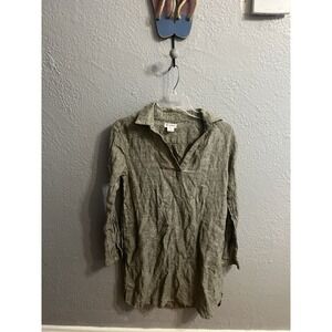 Artisan NY Women Shirt Dress Olive‎ Size 2 Long Sleeve Linen